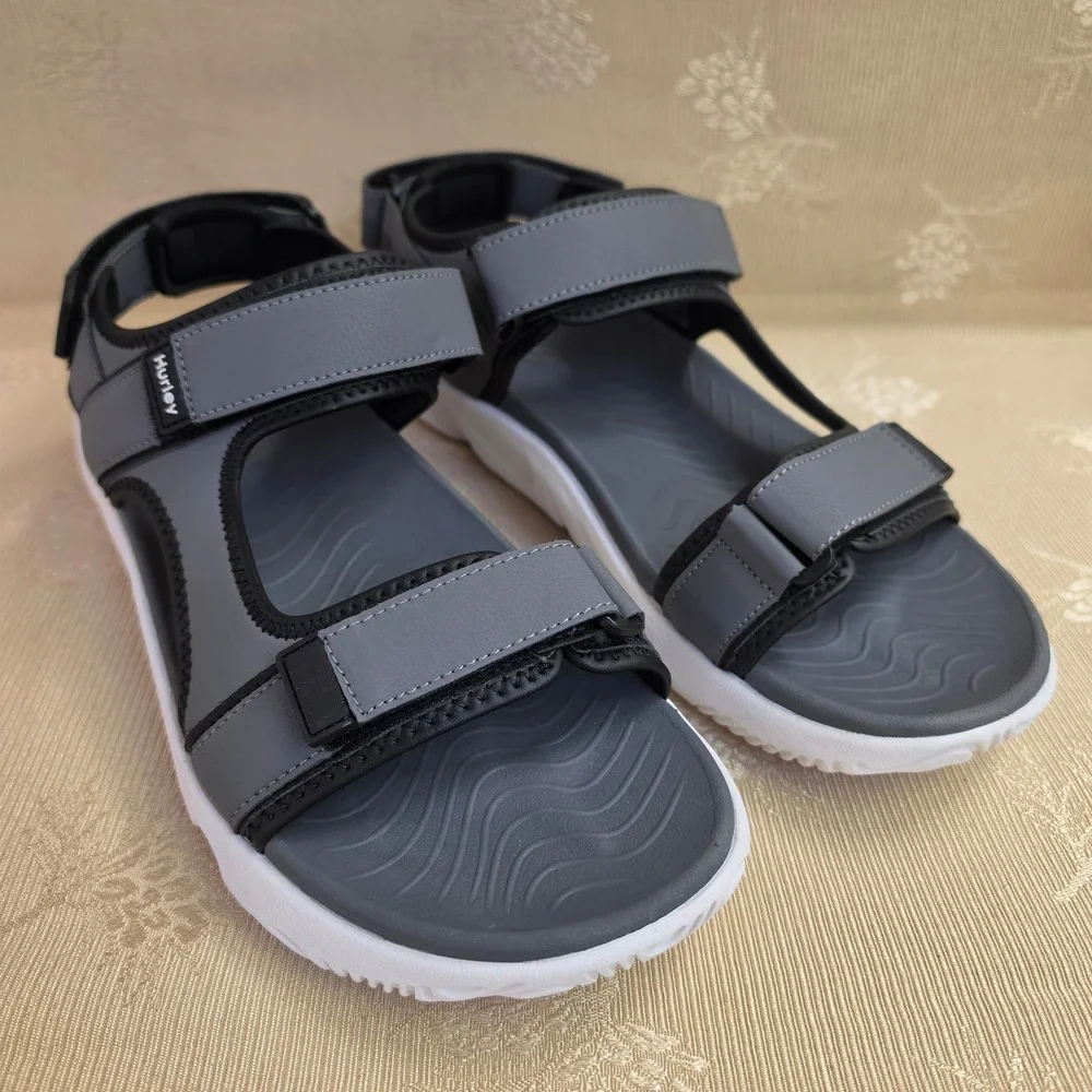 Hurley Oceanside Mens Grey Black Sport Sandals Adjustable Straps Size 13 1961927